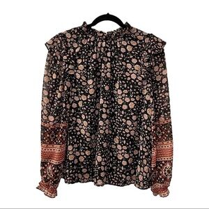 Rachel Zoe Moody Floral Oversized Ruffle Puff Sleeve Size S